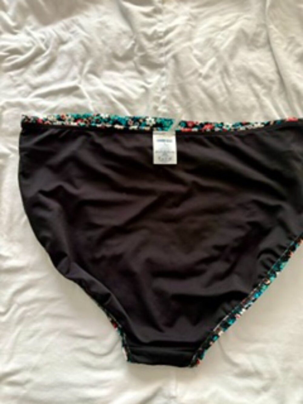 Land's End 2- Peice Bandeau Tankini Top & Bottom Black Floral Sz 14 - Picture 7 of 7